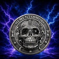 🔥Memento Mori Challenge Coin Skull Hourglass Dual-Sided Gothic Stoic Medallion picture