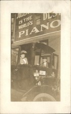 Bloomington Illinois IL Piano Sign & Car c1910 Real Photo Postcard bhn picture