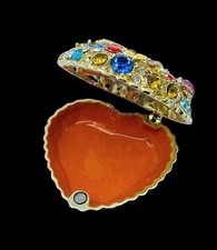 Nobility Jeweled Enameled Trinket Box Heart Shape Gems Holder New In Box picture