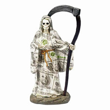 Santa Muerte “Holy Death” White Money Print Grim Reaper Statue picture
