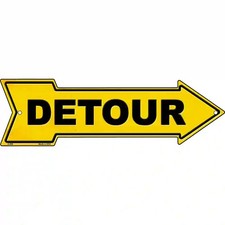 Detour to the Right Novelty Metal Arrow Sign picture