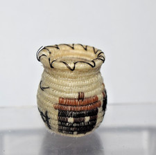 Tohono O'odham Papago Horsehair Basket Olla Cactus Hogan Native American Mini 3 picture