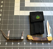 2 knives Puma Lockback Pocketknife Wood Handle w/ Sheath and Ranger Colonial picture