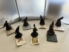 Vtg-Set of 7-Wally Shoop Signed Cast Bronze Bird On Ribbon Seed Bell W/Tag picture