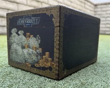 Vintage 1920s Chevrolet Dealership Wooden 3-Point Owner Follow-Up File Box Chest picture