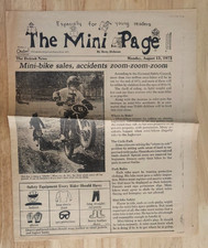 1973 The Mini Page Detroit News Mini Bikes Kids Insert Section Boblo Bobby Riggs picture