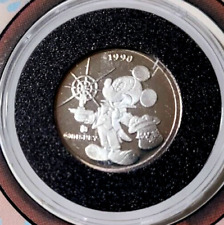 Rarities Mint DISNEY .999 PURE SILVER COIN 1.8g Mickey Mouse / Pluto 1990 - 1991 picture