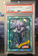 Topps 2025 Marvel Sapphire Black Cat Aqua Parallel PSA 10 picture