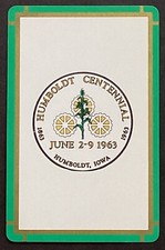 Humboldt Iowa Centennial Vintage 1963 Single Swap Playing Card 5 Clubs picture