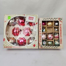 17 Vintage Shiny Brite Christmas Tree Ornaments Mercury Glass Large & Small USA picture