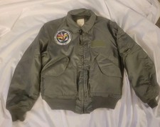 Vtg '80s CWU-45/P Flyers Jacket Large Cold Weather John F Kennedy USA Ship Patch picture