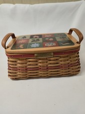 Vtg Longaberger 2002 Christmas Collection Traditions Basket w/ Lid  & Protector picture