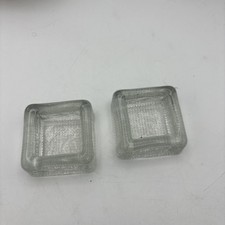 vintage square heavy crystal Ice cube ashtray Set Of 2 picture
