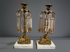 Pair Of Antique Victorian Cast Metal Figural Girandole Candlesticks picture