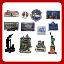 Vintage Travel Souvenir Fridge Refrigerator Magnet Lot 12pc US Landmark Historic picture