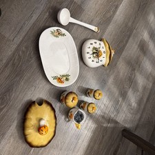 Vtg. Sears Mushroom Set Clock, Ladle, Salt And Pepper, Cream and Sugar, Platter picture