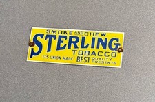 VINTAGE STERLING TOBACCO SMOKE CHEW PORCELAIN SIGN CAR GAS MOTORCYCLE OIL TRUCK picture