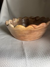 Comanche Pottery - East #100 Vintage Bowl Marbled Swirl Clay  Scalloped Edge picture