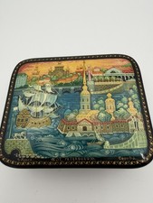 Kholuy Russian Lacquer Box St Petersburg Signed A Serov Hand Painted Vintage picture