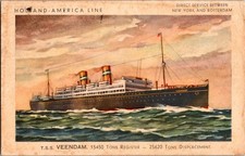 Postcard T.S.S. Veendam Holland America Line Ocean Liner Postmarked 1939 picture