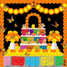 64 Pcs Dia De Los Muertos Altar Ofrenda Wooden Day of the Dead Ofrenda Altar wit picture