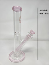 SALE 10in 5mm Pink Glass Straight Water Filter Bong Hookah Bubbler picture