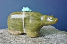 Vintage Native Zuni Carved Serpentine Bear Fetish By Saul Yuselew (D) picture