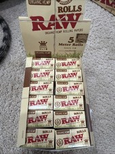 12 Boxes Raw Classic Single Wide Natural Unrefined 5 Meter Rolls Rolling Papers picture