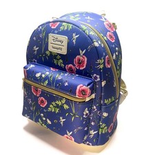 Disney Loungefly Tinker Bell Peter Pan Floral Blue Pink Green Mini Backpack NWT picture