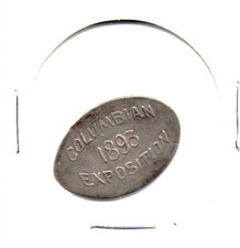 1893 Columbian Exposition Elongated on 1876 Seated Liberty Dime picture