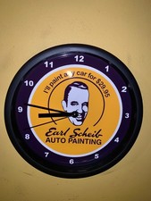 Earl Scheib Auto Painting Painter Car Garage Shop Advertising Clock Sign picture