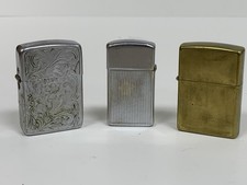 Vintage Lighter Lot of 3 Zippo Unfired Brass Satin Chrome Park Floral Scrollwork picture
