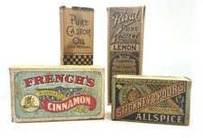 NICE LOT of Early 1900's (4) Package Bottles, Boxes | French's, Stickney & Poors picture