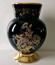 Limoges Castel Cobalt Blue And Gold Vase Floral 22k Gold Embellished 8