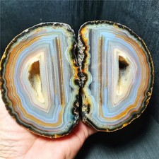 Rare 1080G A Pair Natural Polished Banded Agate Geode Stone Healing A66 picture