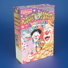 Vintage 1996 Delicious Ringling Bros & Barnum Bailey Animal Cookies Crackers Box picture