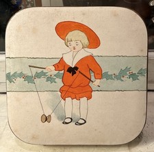 Antique 1910’s Hand Painted Christmas Candy Box George Haas & Sons San Francisco picture
