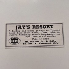 Jay's Resort Mr. & Mrs. Jay B. Shifra Watersmeet 1958 MI Ad TAK3-S16 picture