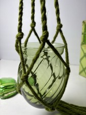 Vtg 1970s Avon Bath Garden Hanging Planter Complete Set NOS Box Glass Macrame picture