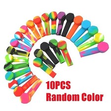 10PCS Silicone Pipe Random Color With 19‑Hole Stainless Steel Filter And Cap picture