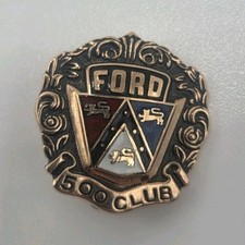 Vintage 10K Gold Ford 500 Club Sales Award Pin aTCo Enamel Screw Back  picture