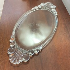 Vintage Art Deco Clear Glass Vanity or Bar Serving Tray picture