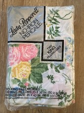 Lady Pepperell Pillowcases King Ivory Floral No-Iron Percale Set of Two 20x36 picture