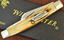 WINCHESTER MADE IN USA GENUINE STAG PREMIUM STOCKMAN KNIFE 1998 35040 (36170) picture