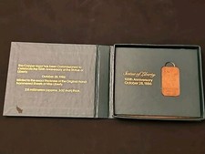 Statue Of Liberty Centennial 1886-1986 100th Anniversary Copper Ingot Souvenir  picture