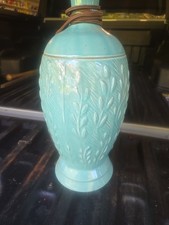 Vintage MCM Turquoise Teal Geometric Pattern Funky Ceramic Table Lamp Retro picture
