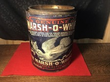 Vintage Genuine Marsh-O-Whip Tin Can Antique Food Advertising Can Paper Label  picture