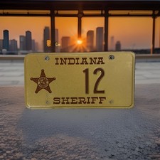Indiana License Plate Sheriff Low Number 12 Two Digit Rare Police picture