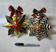 2x MacKenzie-Childs Christmas Star Ornaments – Courtly Check - 6
