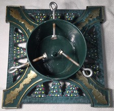 Vintage Cast Iron Christmas Tree Stand Green Gold 14